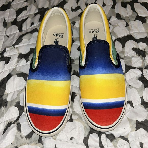 Polo Ralph Lauren Keaton Slip-On MEN'S Canvas Ombre Striped SIZE 11 NWOB - Picture 2 of 9